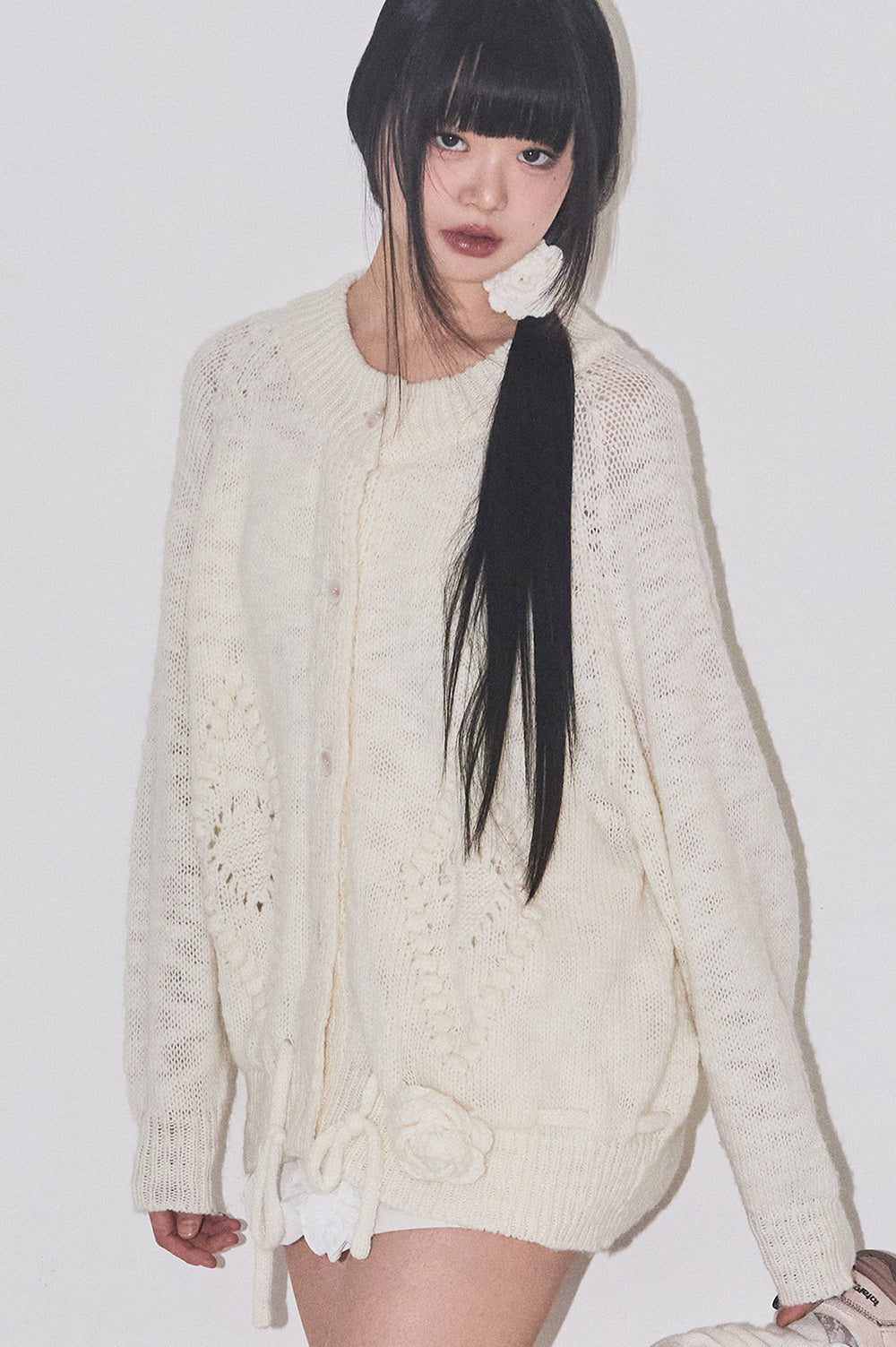 Fleur Diamond cardigan White