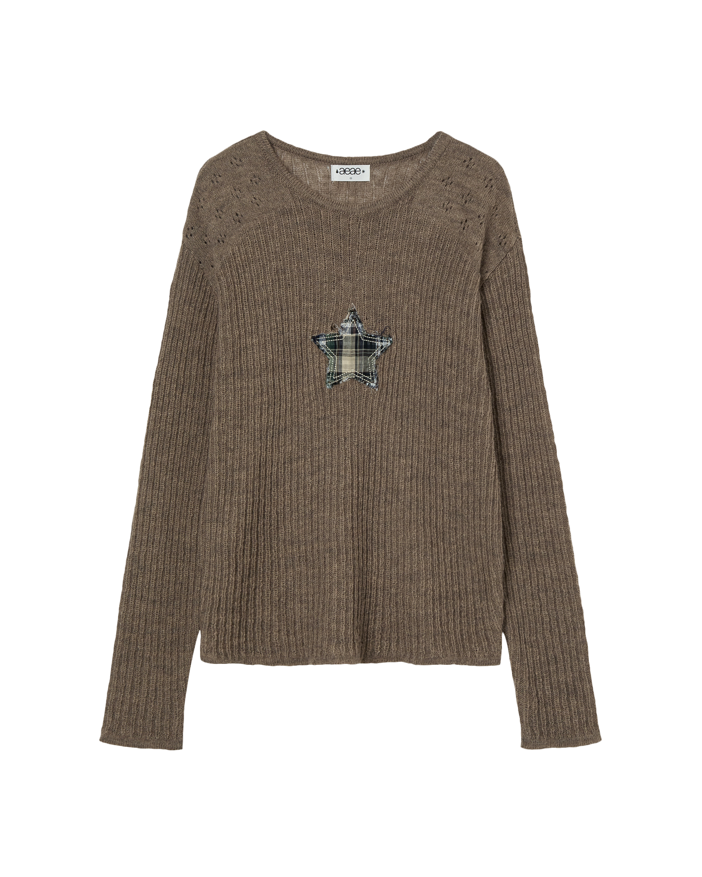SHEER APPLIQUE KNIT [BROWN]
