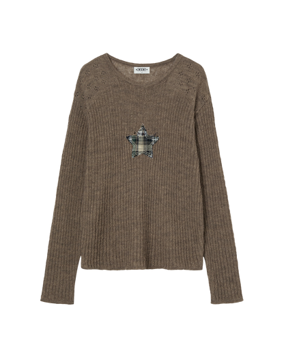 SHEER APPLIQUE KNIT [BROWN]