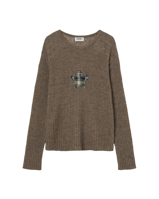 SHEER APPLIQUE KNIT [BROWN]