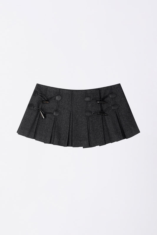 Wool Micro Wrap Skirt Gray