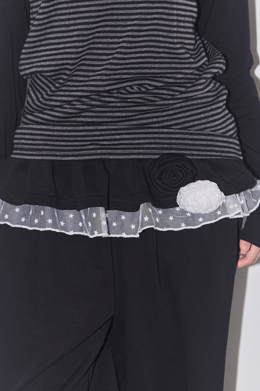 Bloom Ruffle Lace Sweatpants / Black