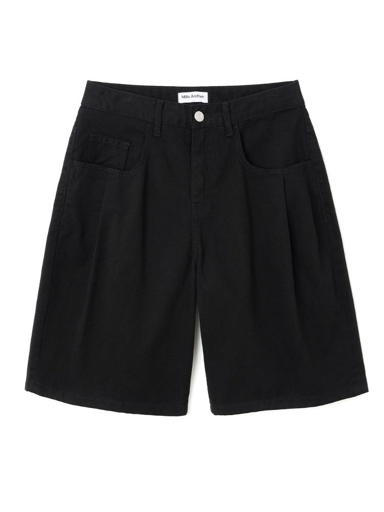 Denim Bermuda Pants [Black]