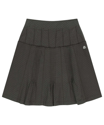 FLOWER PINTUCK SKIRT CHARCOAL 