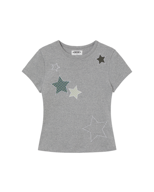 CHECK STAR TEE [MELANGE GREY]
