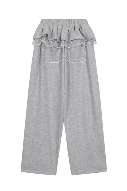 Bloom Ruffle Lace Sweatpants / Gray