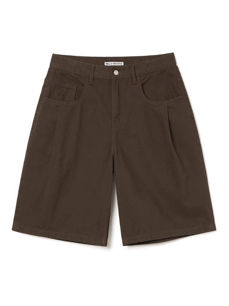 Denim Bermuda Pants [Brown]