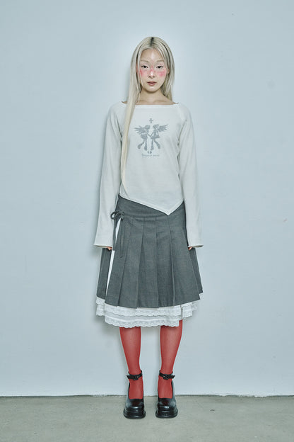 Slit pleats midi skirt (Charcoal)