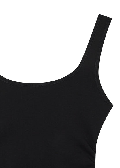 BUSTIER DETAIL JERSEY DRESS (BLACK)