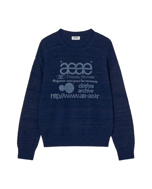 WEB LOGO KNIT PULLOVER [BLUE]