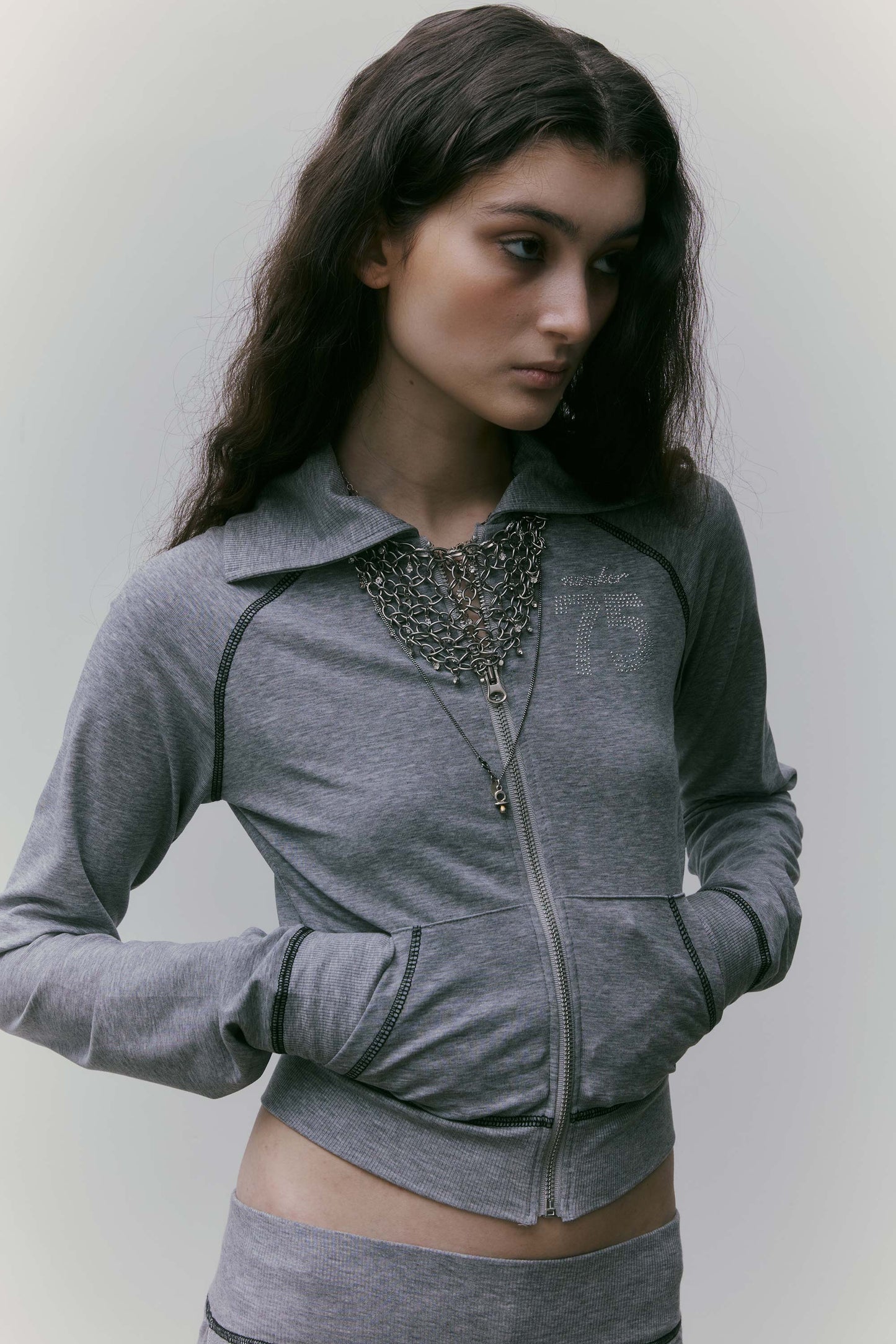[Sculptor X Ed Hardy] Jersey Track Zip-Up Melange Gray