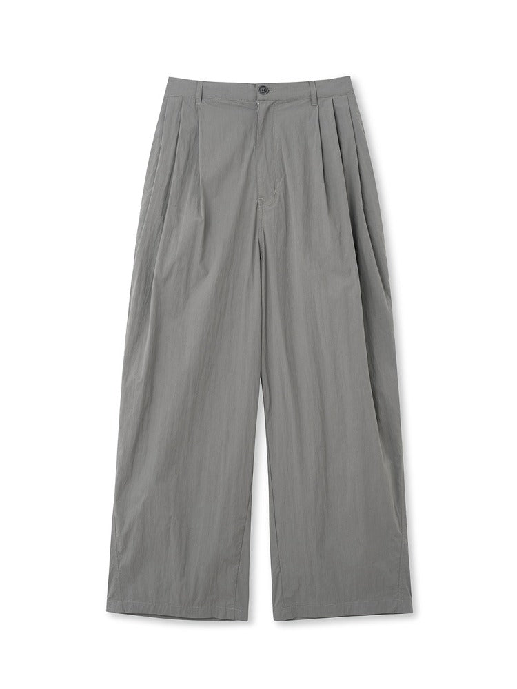 Three Tuck Wide Chino Pants [Gray]