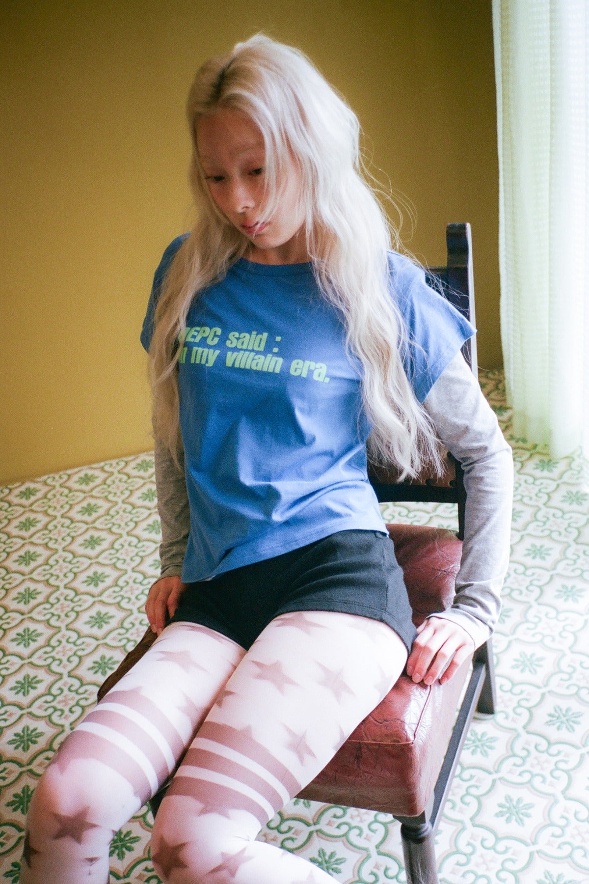 LETTERING LONG-SLEEVE TOP - BLUE