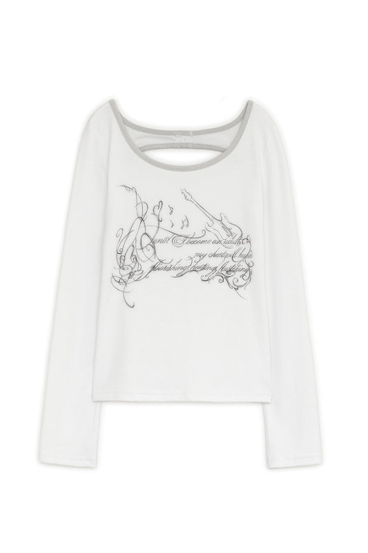 Slit button printed top (White)