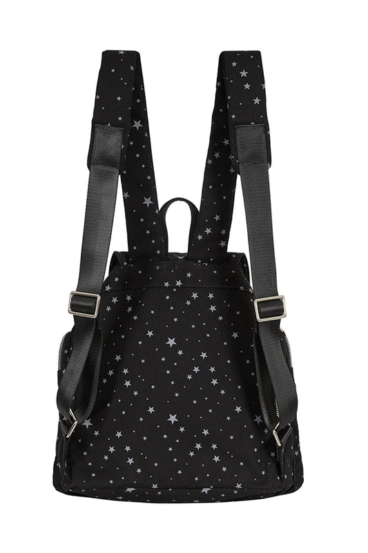 Pattern Buckle Backpack Star Black