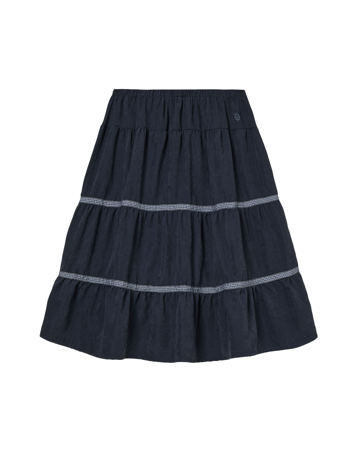 CHECK MIDI TIERED SKIRT [NAVY]
