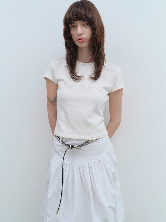 Wave Mesh T-Shirts [Ivory]