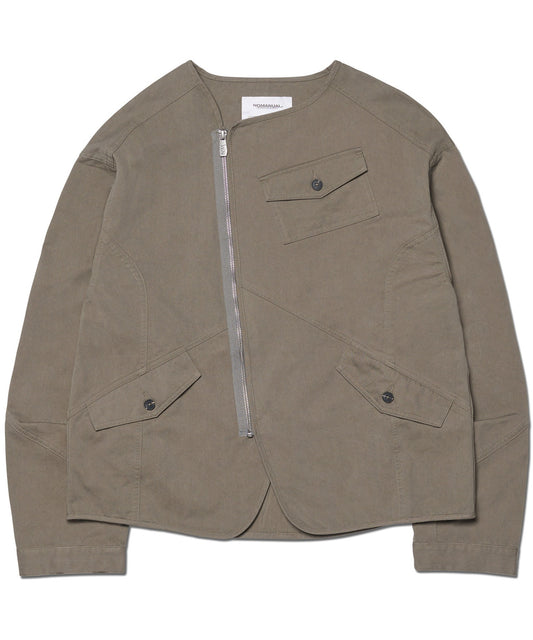 COLLARLESS JACKET - WASHED KHAKI