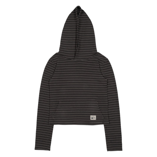TCM stripe crop hoodie (charcoal)
