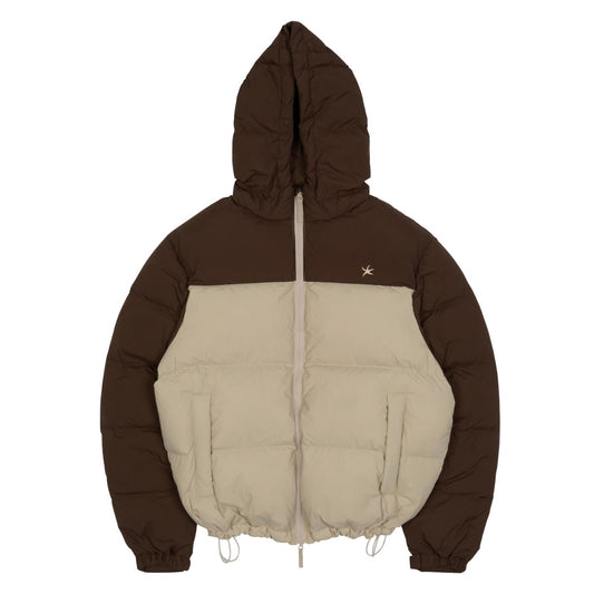 TCM color block puffer jacket (brown)