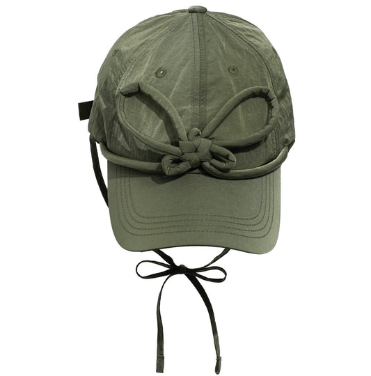 [HAPPLYXONGO] NYLON BUTTERFLY KNOT CAP / OLIVE