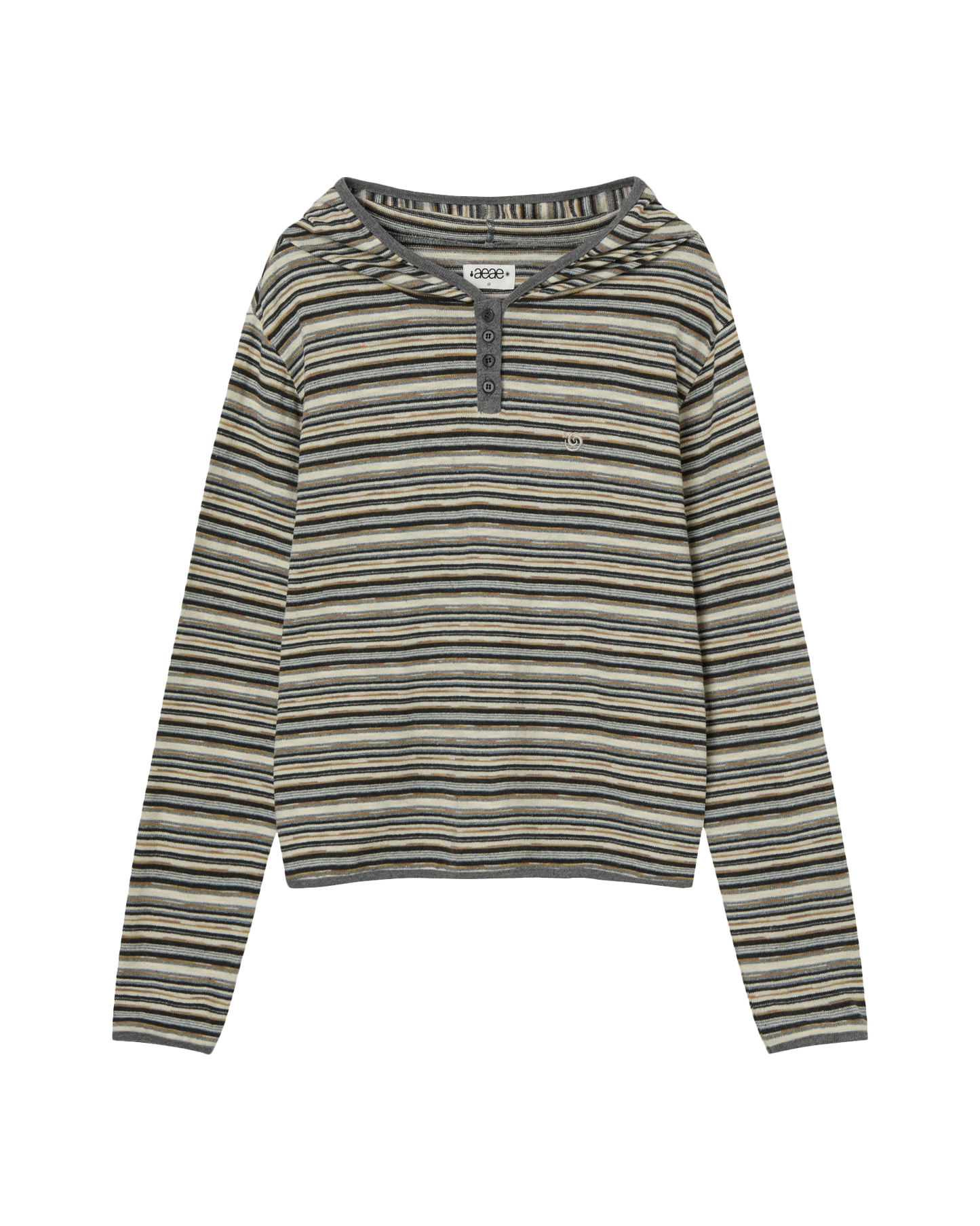 STRIPE KNIT HOODIE [BEIGE]