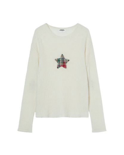 SHEER APPLIQUE KNIT [IVORY]