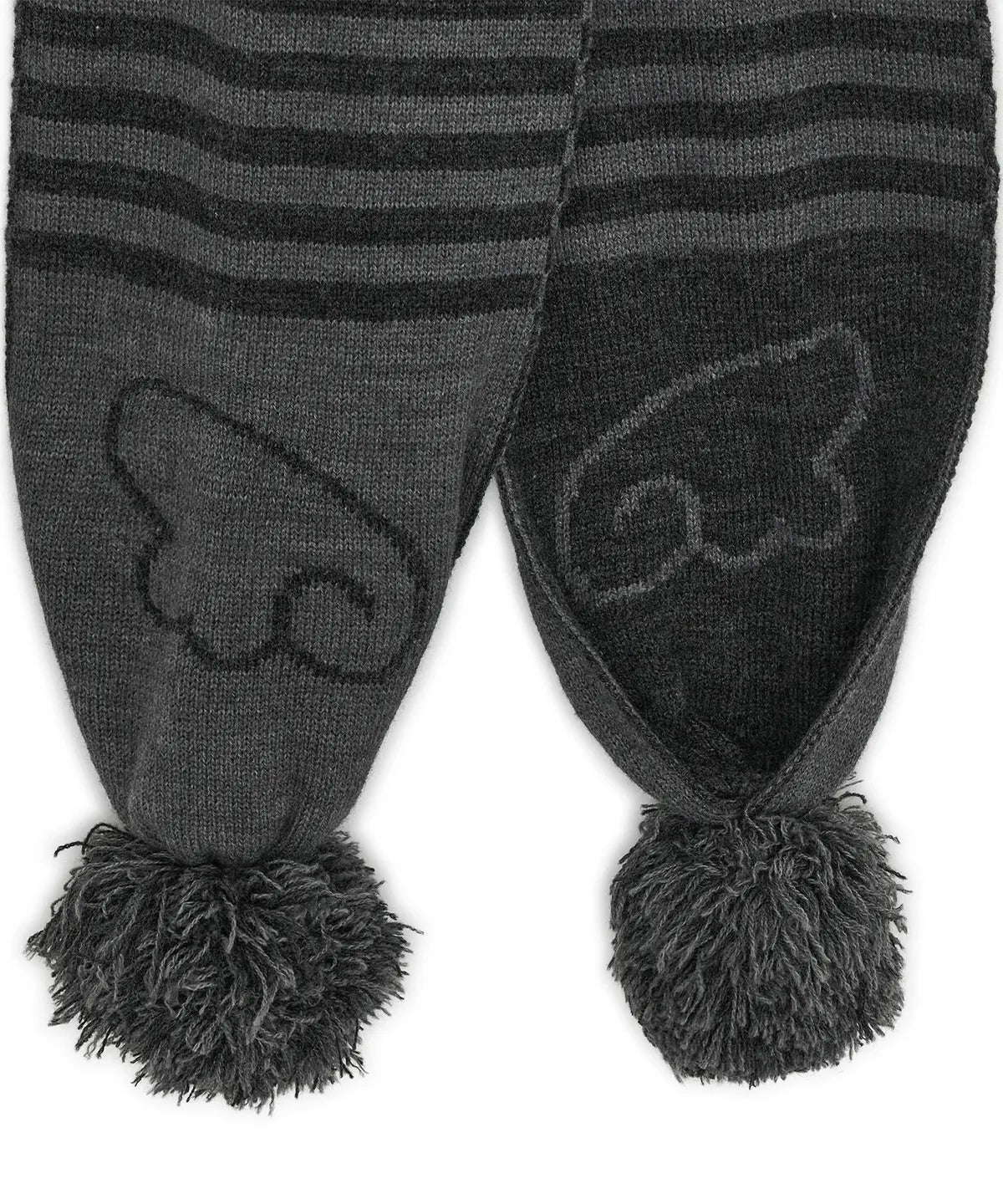 Angel Wing Stripe Pom Muffler / Charcoal