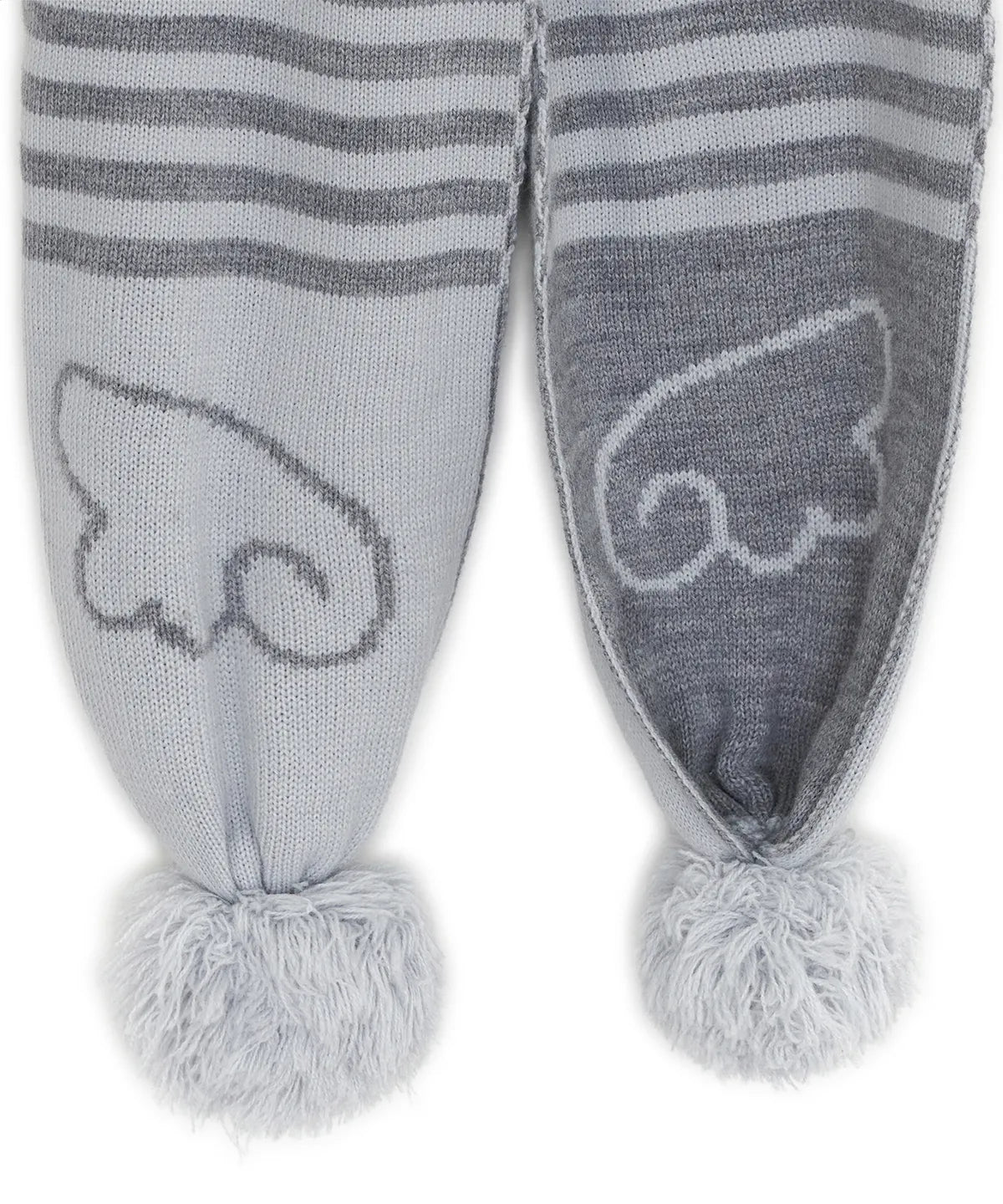 Angel Wing Stripe Pom Muffler / Grey
