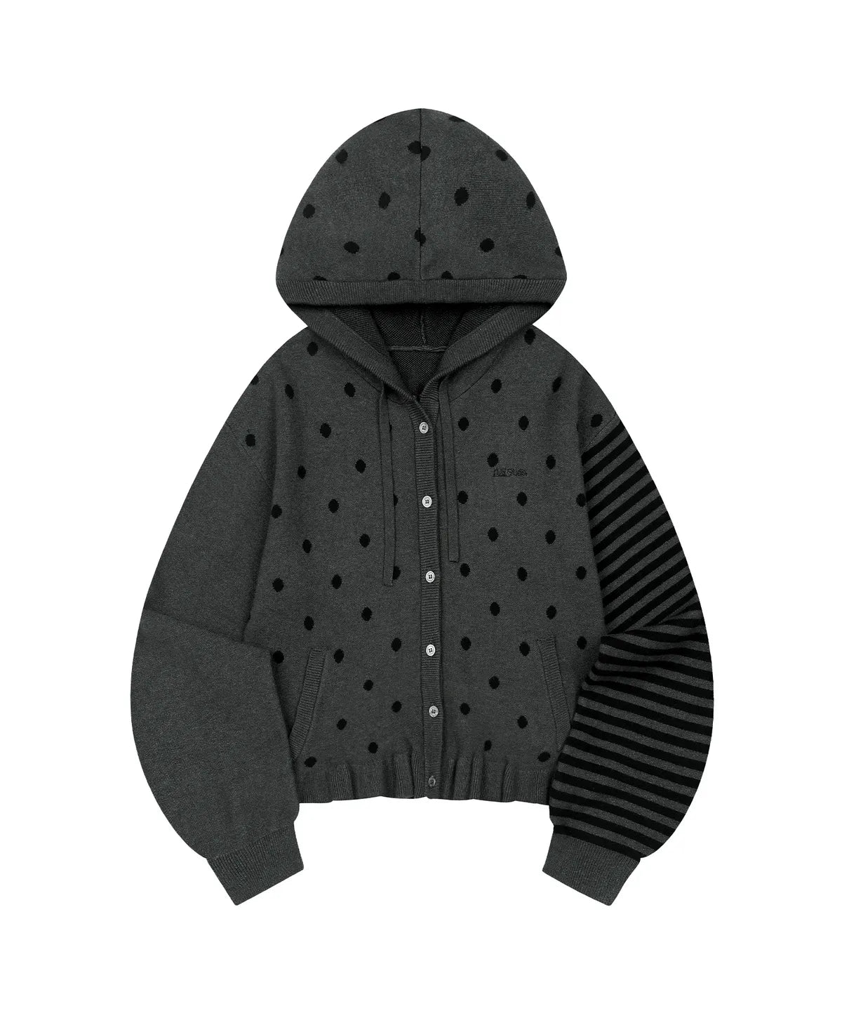 Dot Frill Jacquard Knit Cardigan / 2 Color