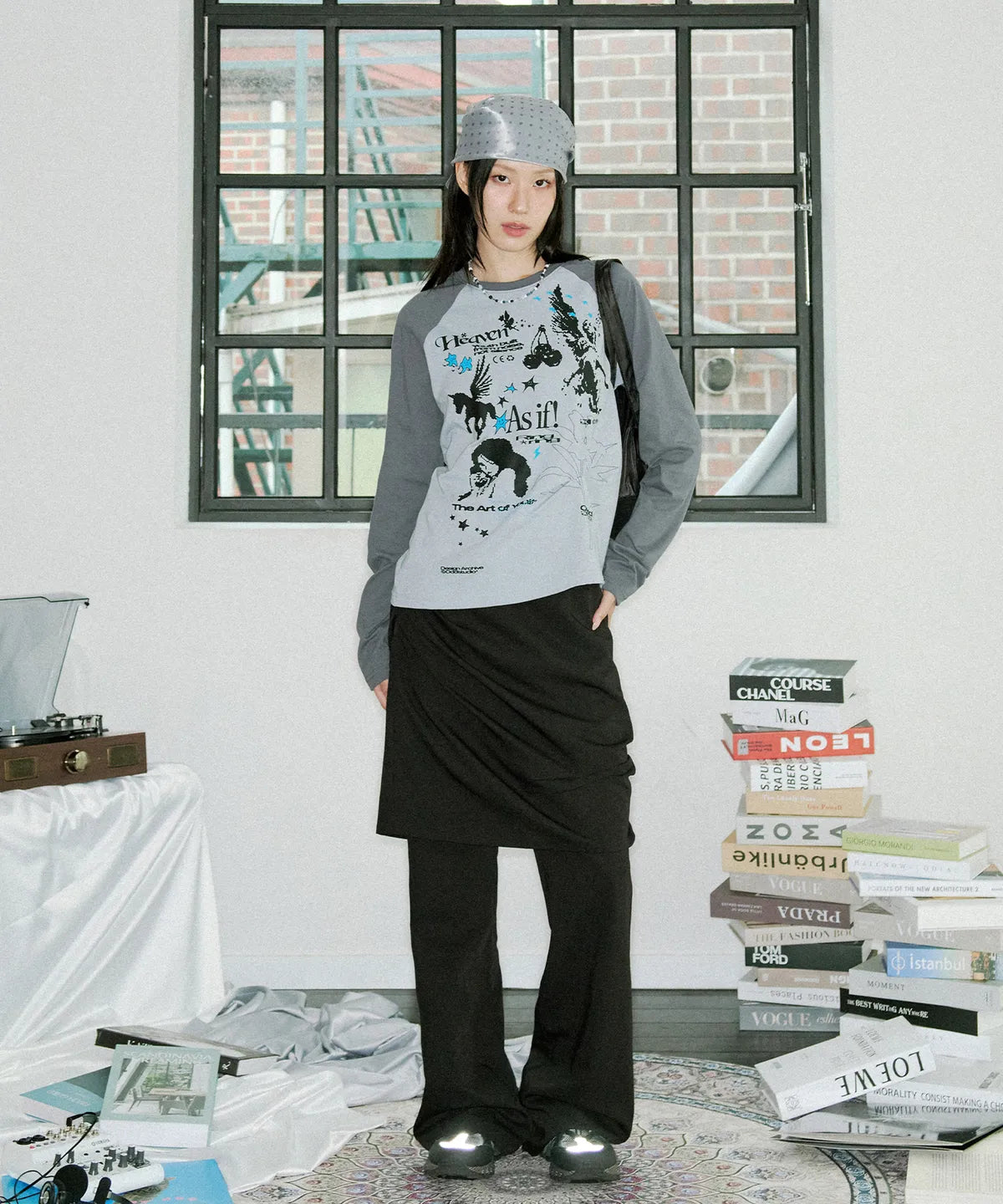 Kitsch Stamp Pintuck Raglan Long Sleeve / 2 color