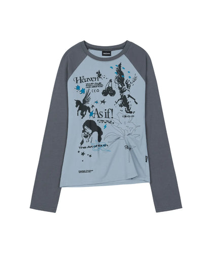 Kitsch Stamp Pintuck Raglan Long Sleeve / 2 color