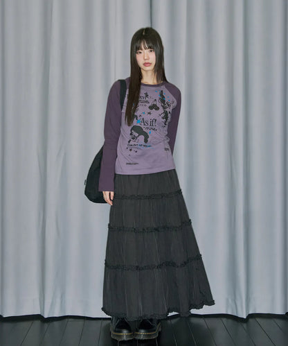 Kitsch Stamp Pintuck Raglan Long Sleeve / 2 color