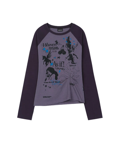 Kitsch Stamp Pintuck Raglan Long Sleeve / 2 color