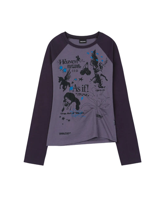 Kitsch Stamp Pintuck Raglan Long Sleeve / 2 color