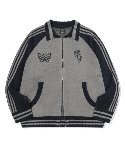 Sweet Cherry Knit Zip Up / Navy