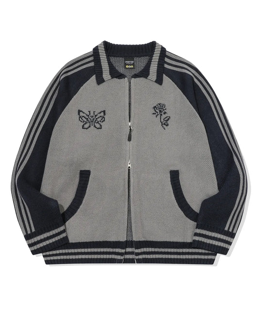 Sweet Cherry Knit Zip Up / Navy