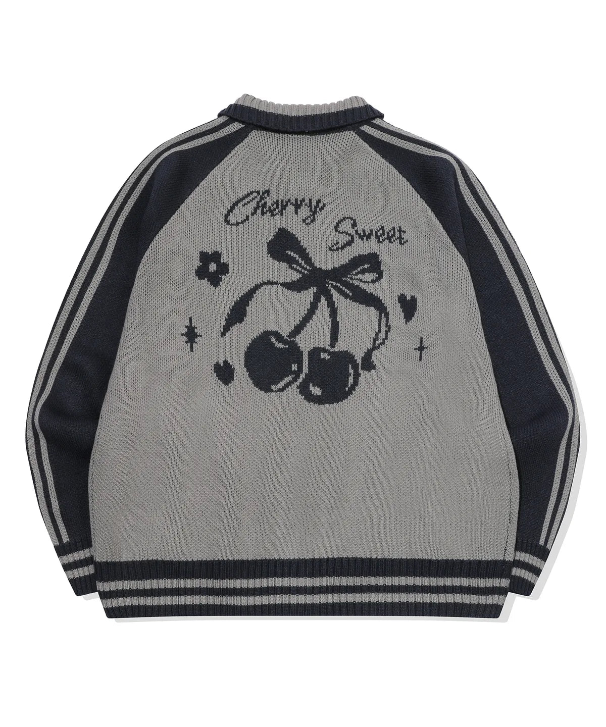 Sweet Cherry Knit Zip Up / Navy