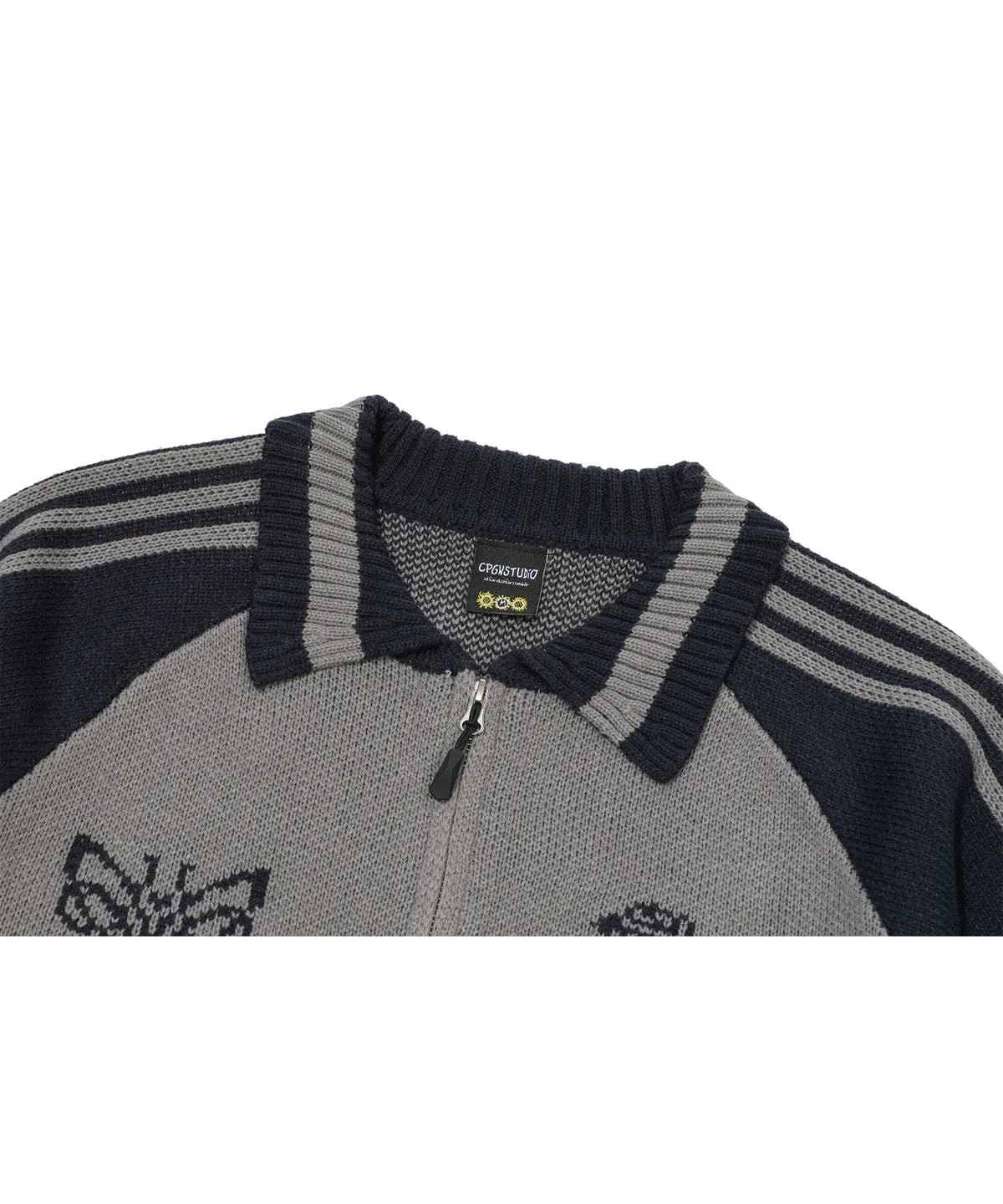 Sweet Cherry Knit Zip Up / Navy