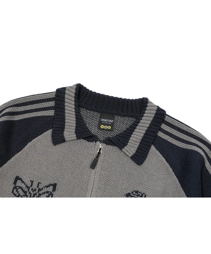 Sweet Cherry Knit Zip Up / Navy