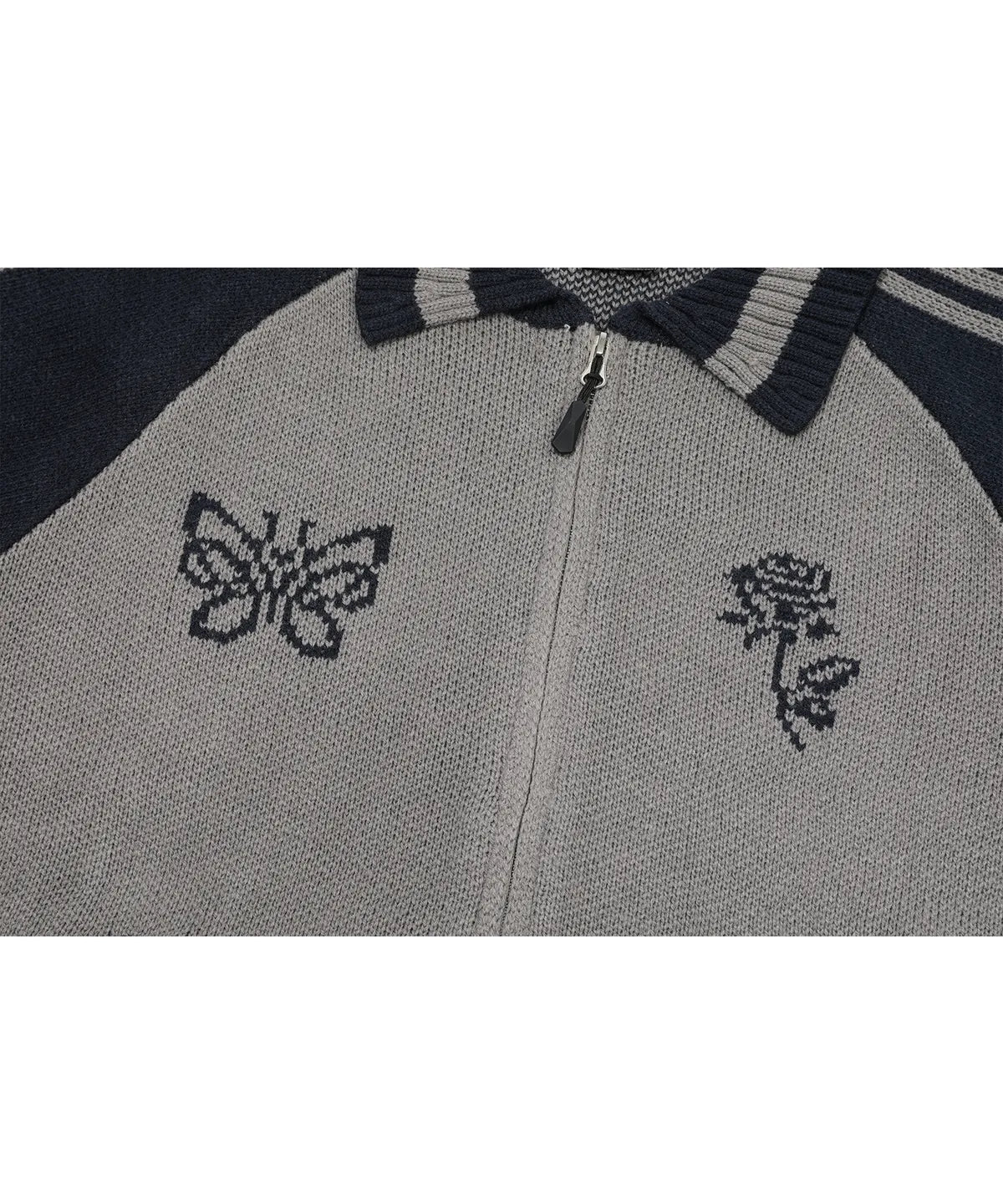 Sweet Cherry Knit Zip Up / Navy