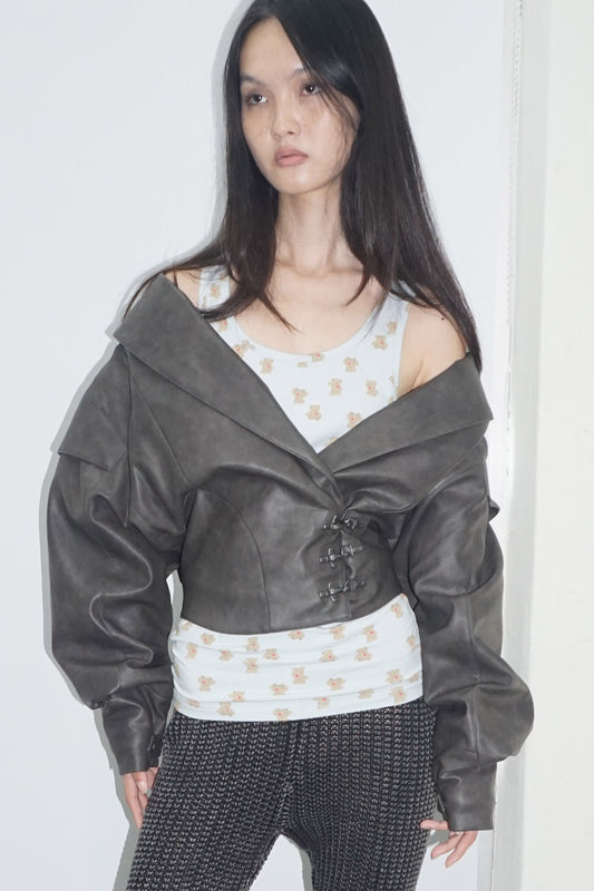 Corset Latch Down Jacket Charcoal