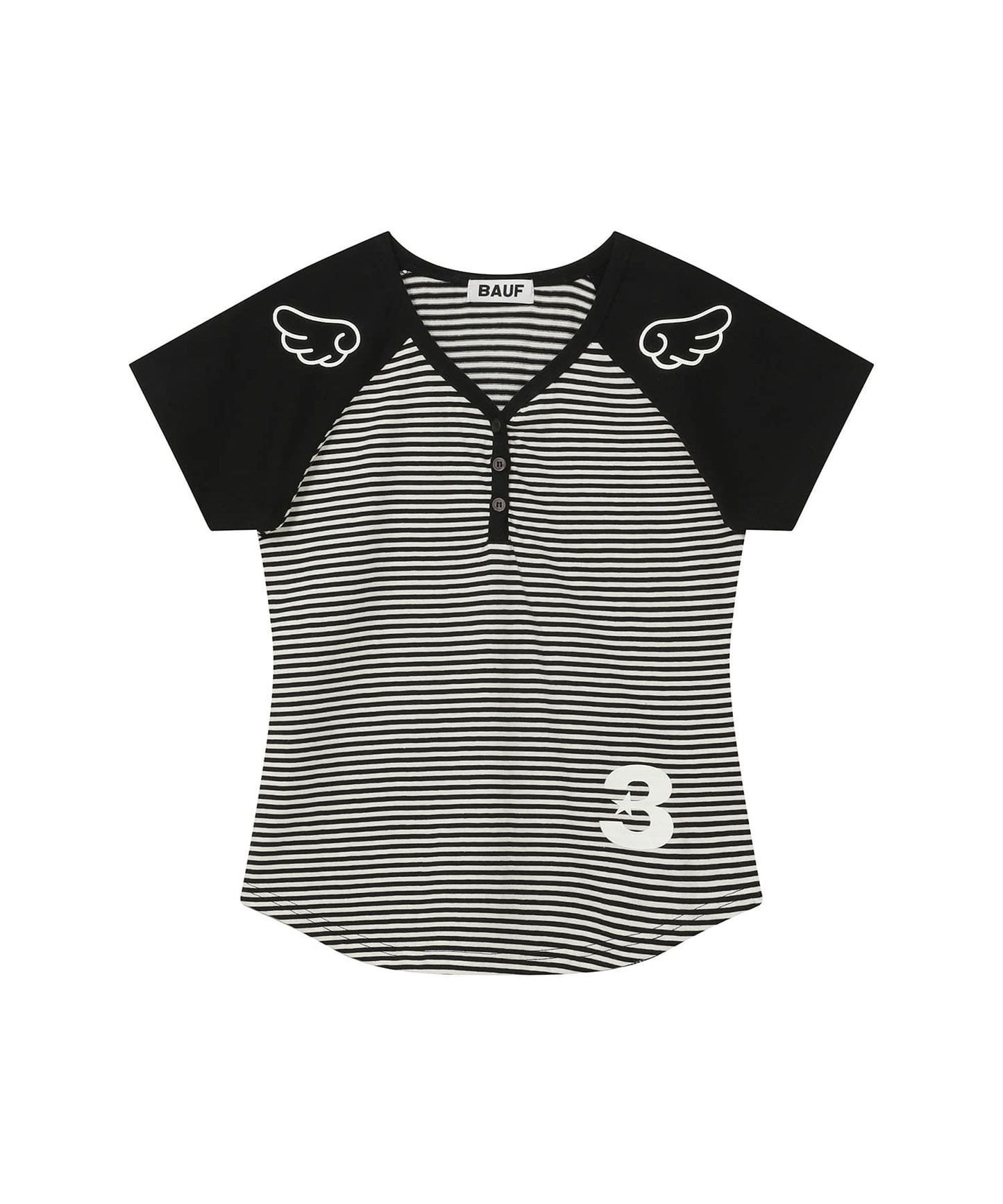3 Button Angel Slim Fit T-Shirt [Straight Black]