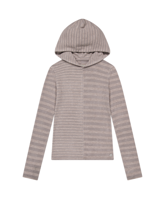 MIXED STRIPE HOODIE PURPLE