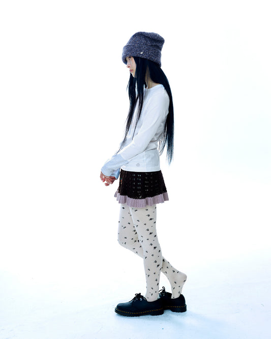 LAYERED KNIT SKIRT BROWN