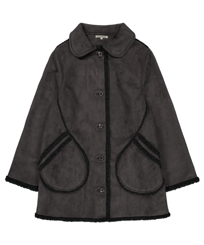 ROUND COLLAR SUEDE JACKET CHARCOAL