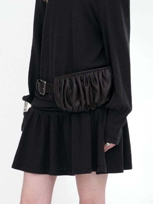 Leather Shirring Pocket Belt [Brown]
