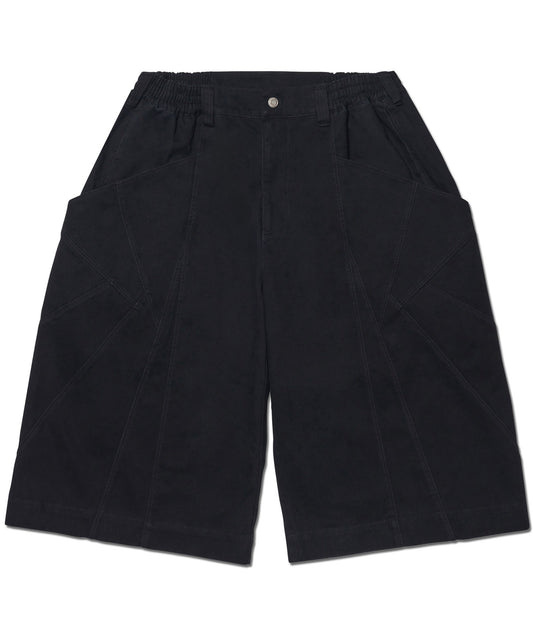 DIAGONAL POCKET BERMUDA PANTS - WASHED BLACK