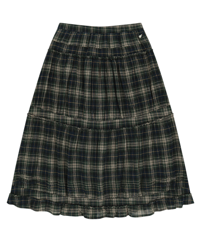 SHIRRING MIDI SKIRT CHECK 