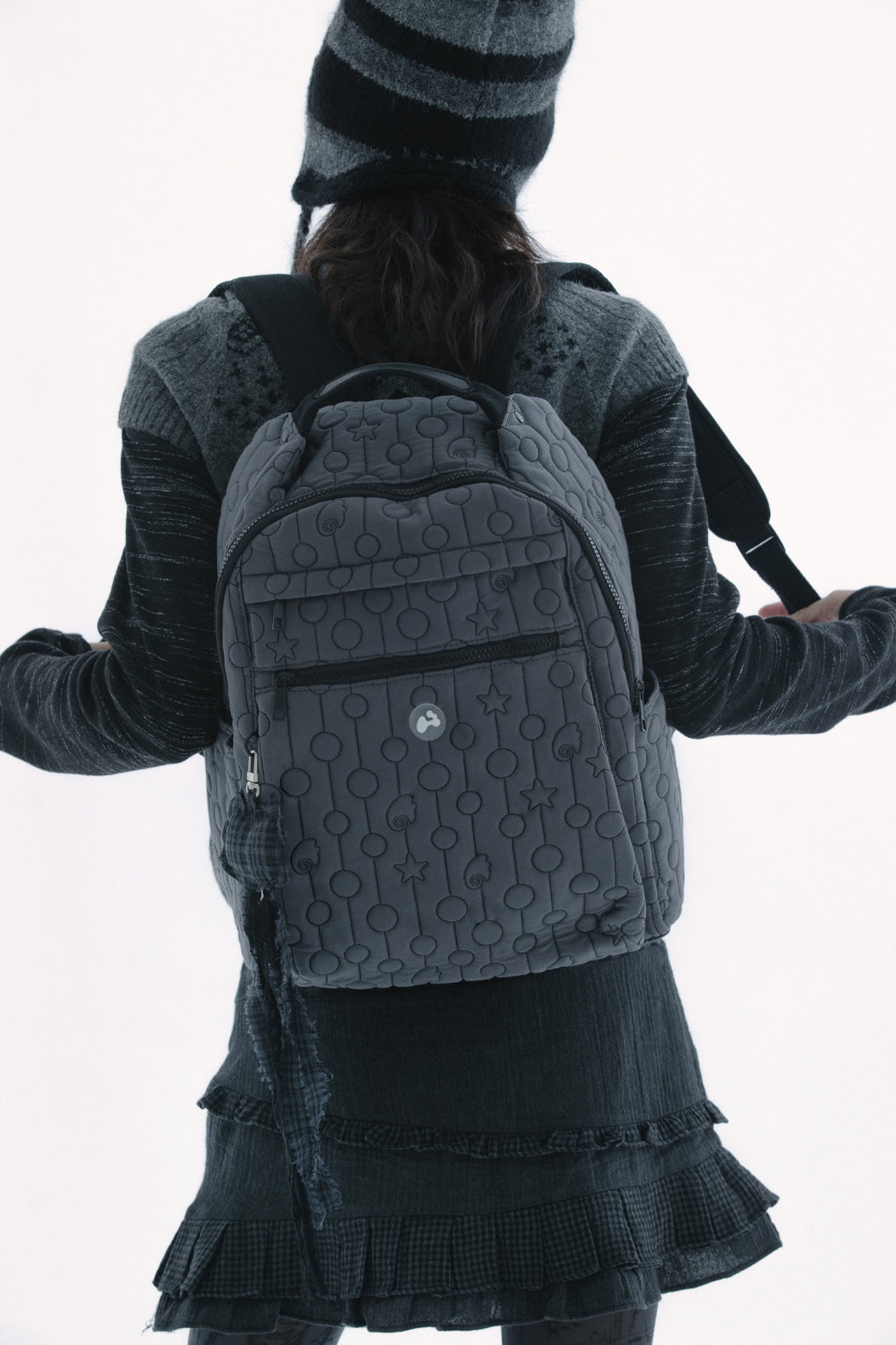 Quilted multi back-pack (Charcoal)
